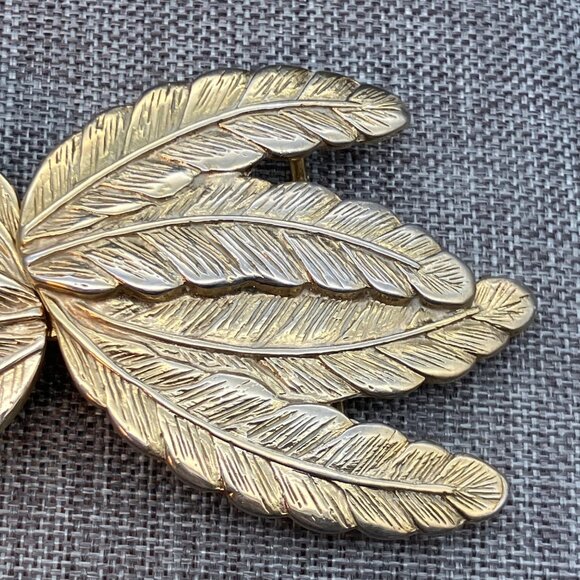 DIY Vintage Leaf Belt Buckle 4.5 In Gold Clasp Accessory Intricate Elegant Retro main image 5